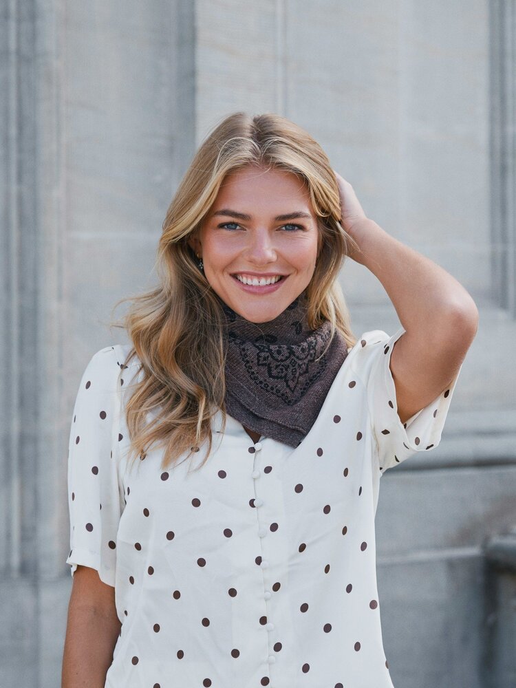Neo Noir Adelina Paisley Knit Scarf Brown Melange