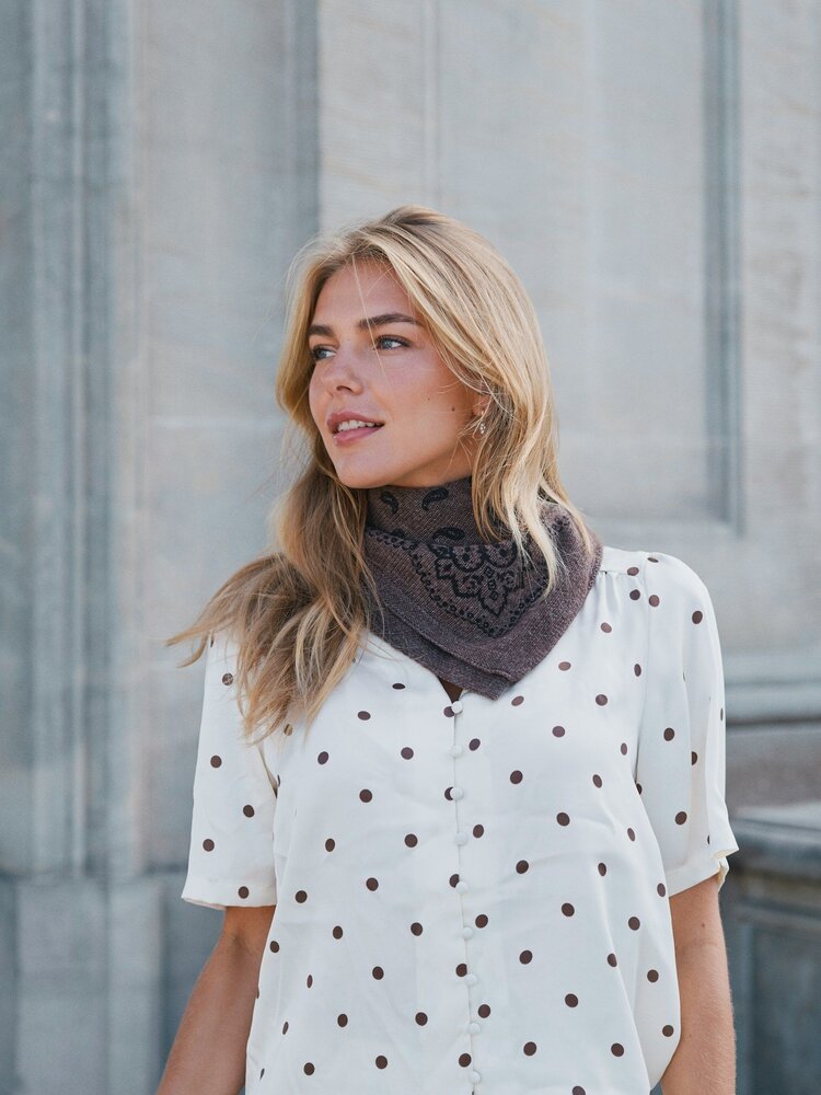Neo Noir Adelina Paisley Knit Scarf Brown Melange