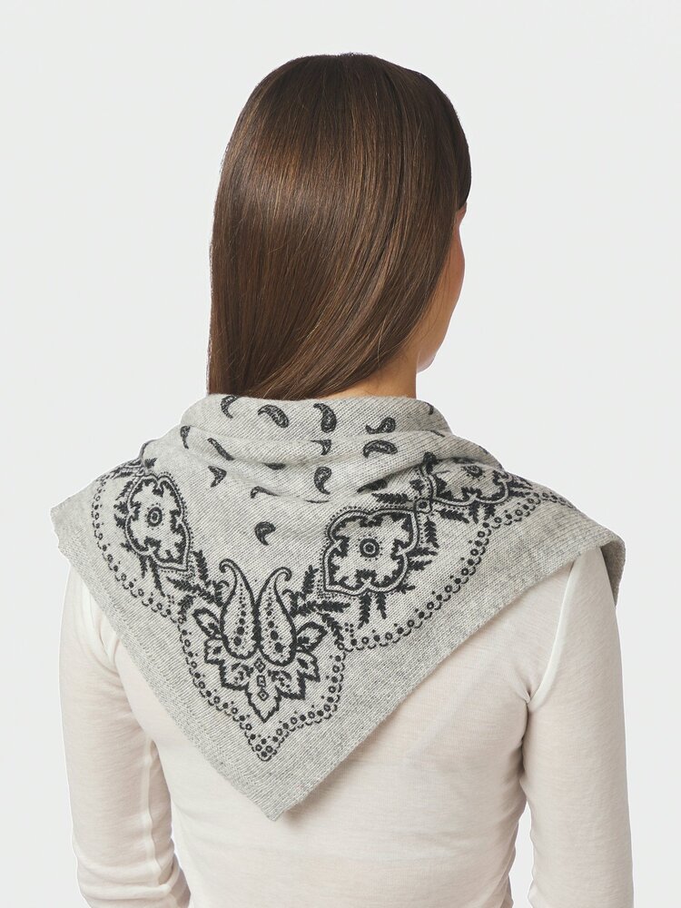 Neo Noir Adelina Paisley Knit Scarf Grey Melange
