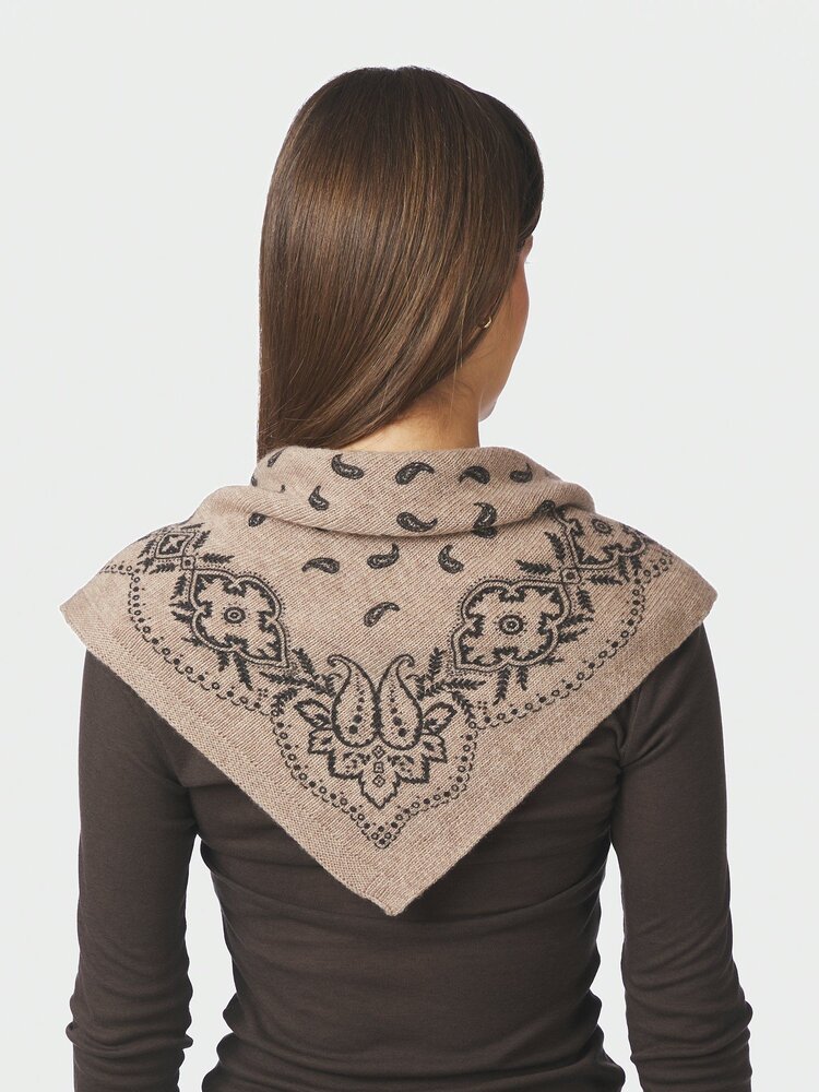 Neo Noir Adelina Paisley Knit Scarf Beige Melange