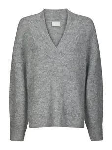 Neo Noir Melli Fluffy Knit Blouse Grey Melange