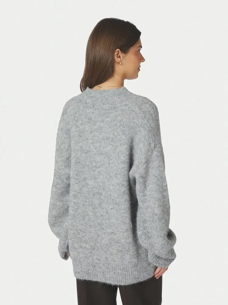 Neo Noir Melli Fluffy Knit Blouse Grey Melange