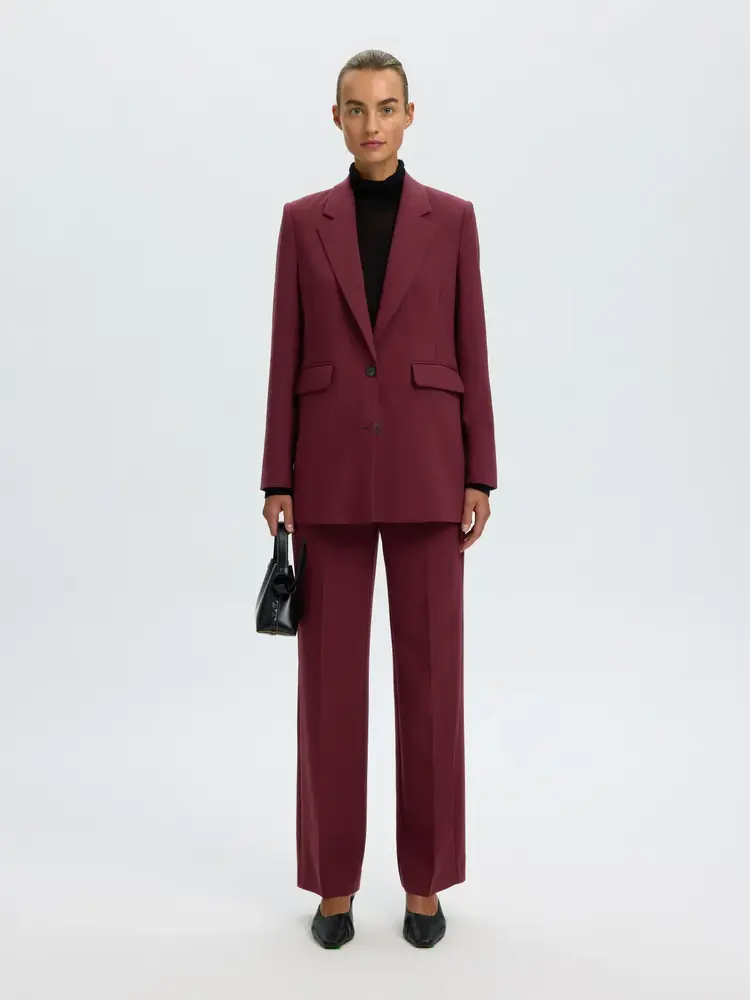 Selected Femme Rita LS Relaxed Blazer Mel Noos Tawny Port/Melange