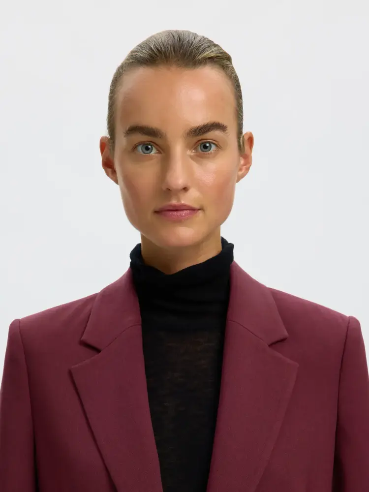 Selected Femme Rita LS Relaxed Blazer Mel Noos Tawny Port/Melange
