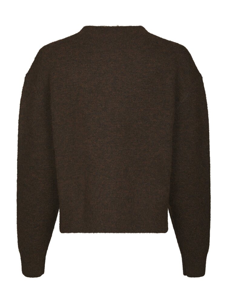 Neo Noir Dione Fluffy Knit Cardigan Brown Melange
