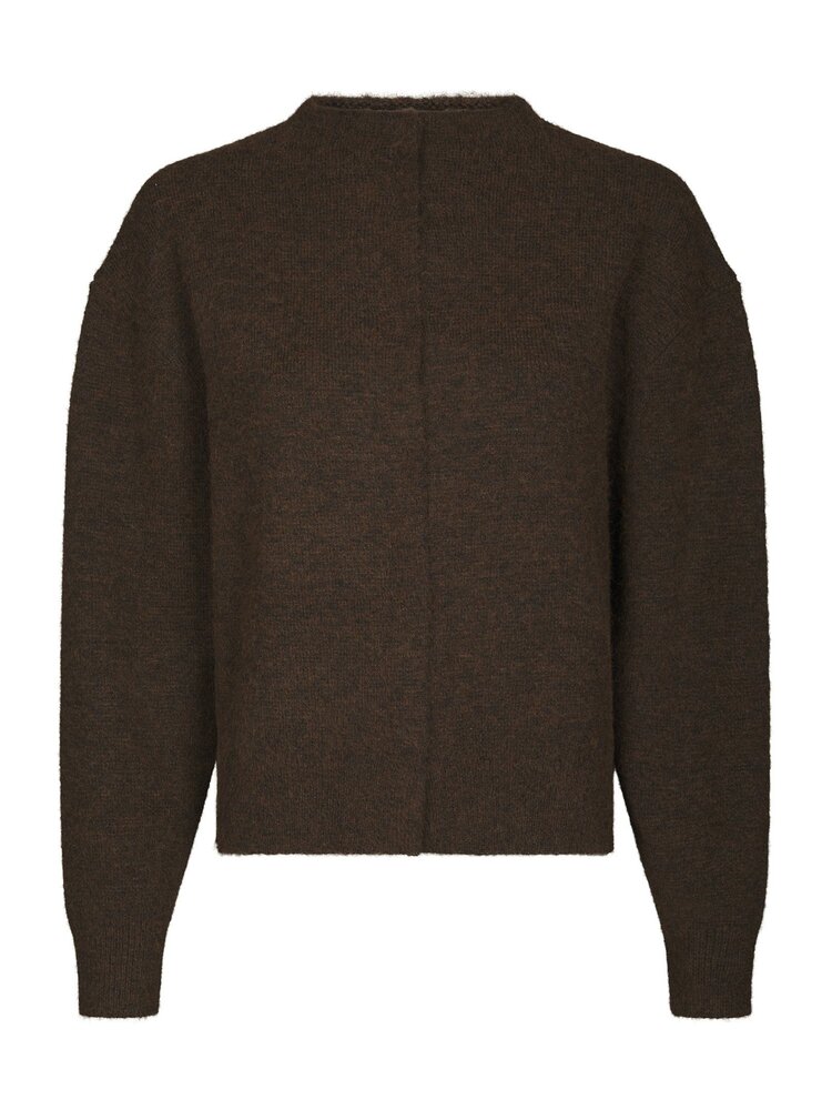Neo Noir Dione Fluffy Knit Cardigan Brown Melange