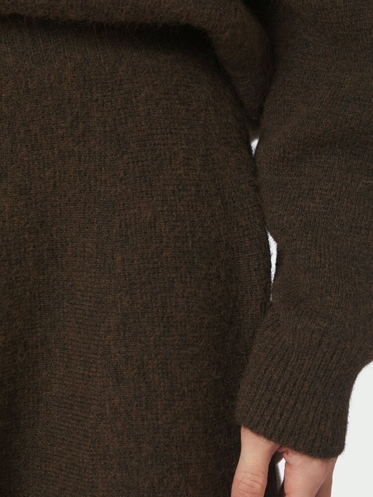 Neo Noir Dione Fluffy Knit Cardigan Brown Melange
