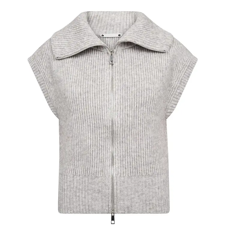 Co'Couture RowCC Zip Knit Vest Grey Melange