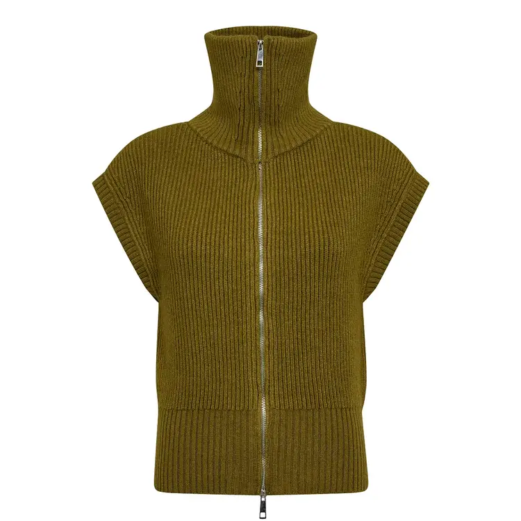 Co'Couture RowCC Zip Knit Cardigan Army