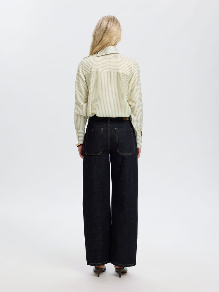 Selected Femme Connie LS Relaxed Top Egret/Stripes