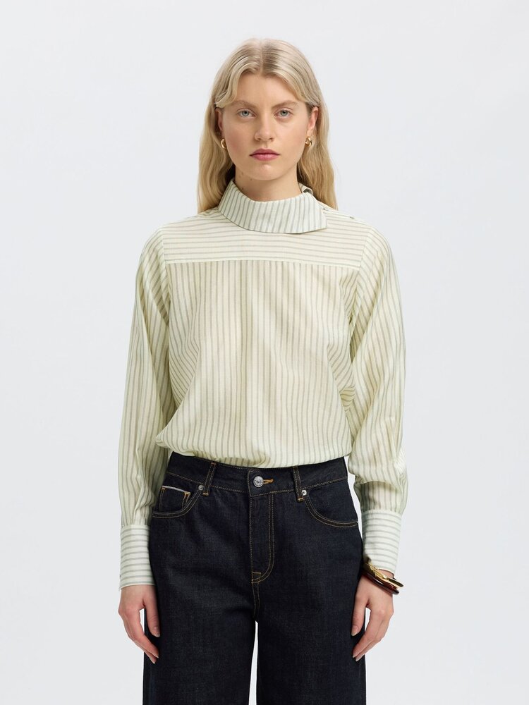 Selected Femme Connie LS Relaxed Top Egret/Stripes