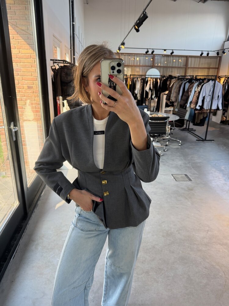 Haute L'Amitié Enna Waist Pleat Blazer Antracit