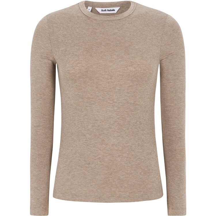 Soft Rebels Roman O-Neck Silver Mink Melange