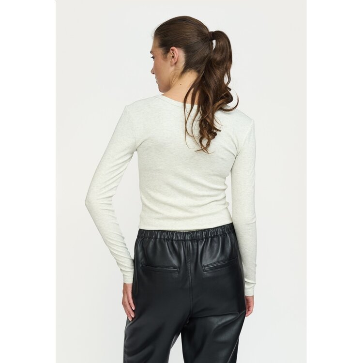 Soft Rebels Lavana Button LS T-Shirt Artic Wolf