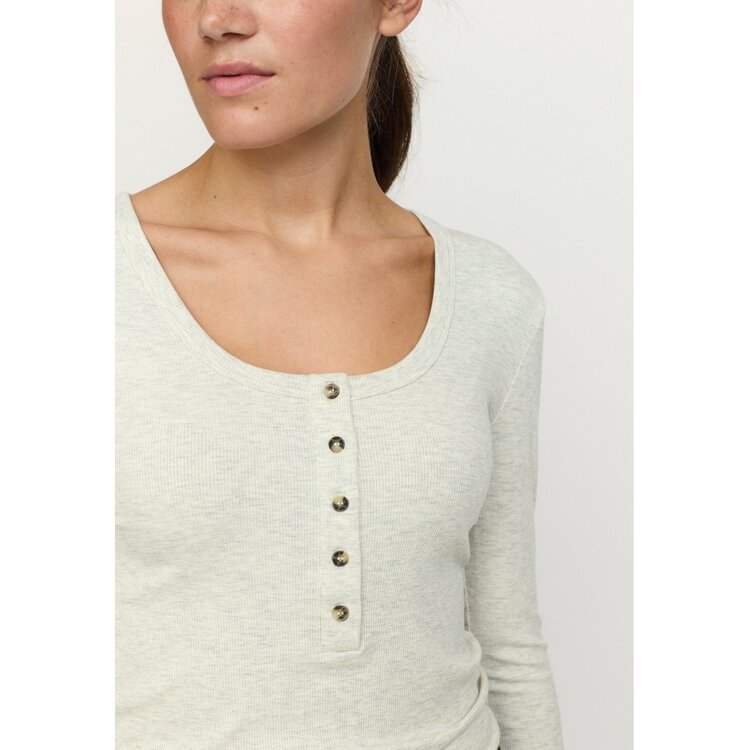 Soft Rebels Lavana Button LS T-Shirt Artic Wolf