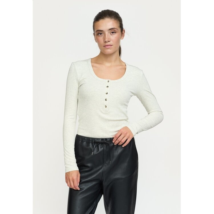 Soft Rebels Lavana Button LS T-Shirt Artic Wolf