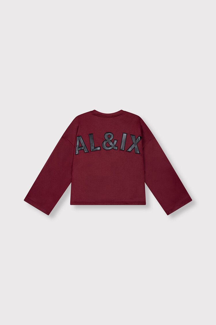 Alix The Label Ladies Knitted Baseball Sweater Bordeaux