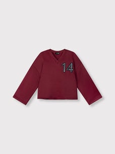 Alix The Label Ladies Knitted Baseball Sweater Bordeaux