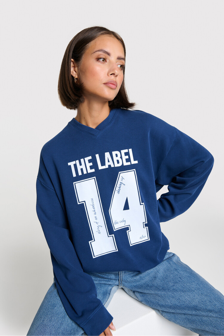 Alix The Label Ladies Knitted Sports Sweater Navy