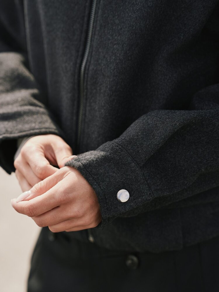 Neo Noir Florine Wool Bomber Jacket Antracit