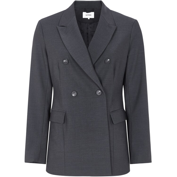 Soft Rebels Finley Blazer Dark Grey Melange