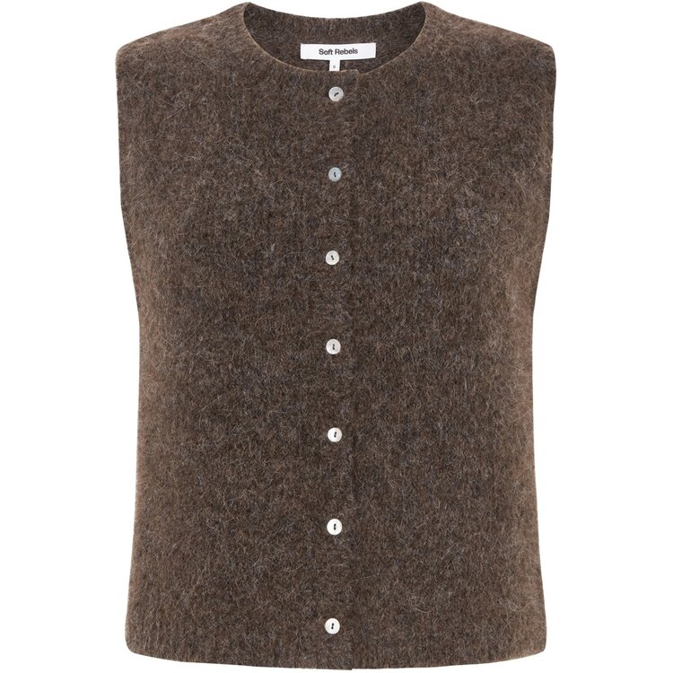 Soft Rebels Camilla Vest Knit Demitasse Melange