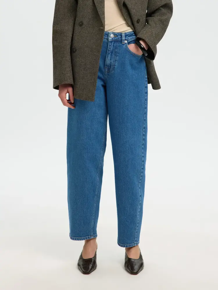 Selected Femme Barrel Bea-Kori HW Jeans Noos Medium Blue Den/203