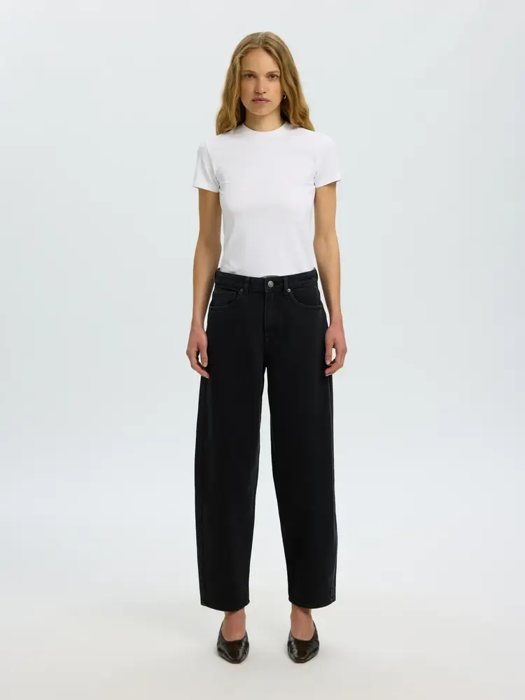 Selected Femme Barrel Bea-Kori HW Jeans Noos Black Denim/201