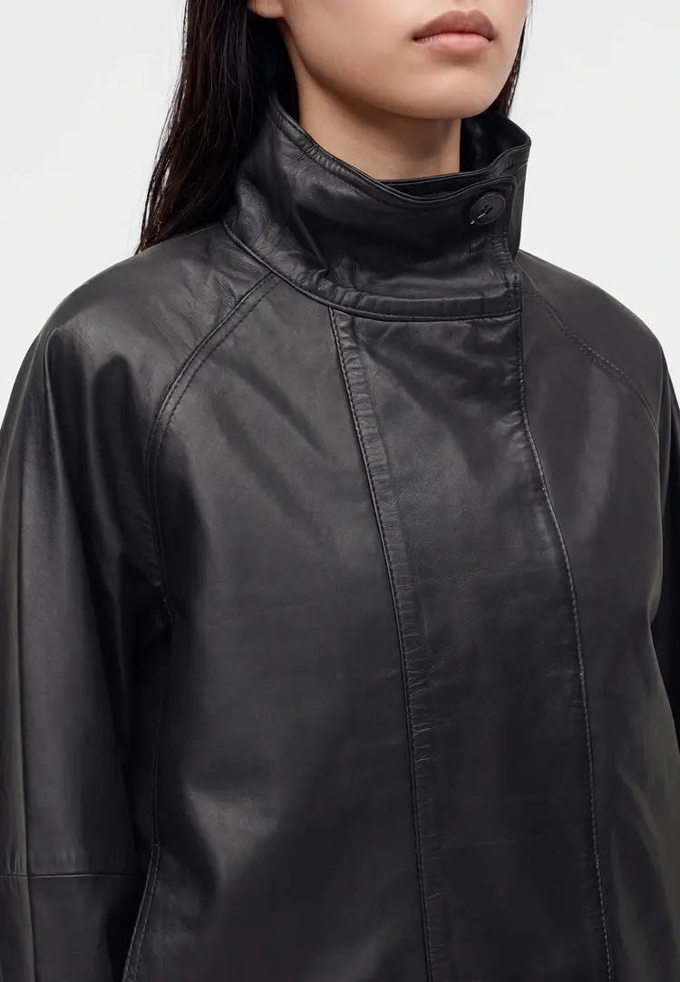 Selected Femme Zenia Leather Jacket Black