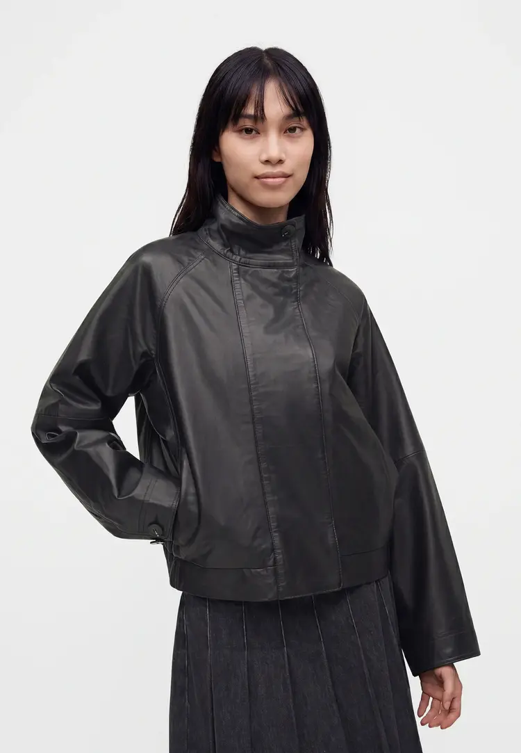 Selected Femme Zenia Leather Jacket Black