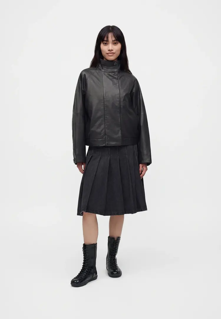 Selected Femme Zenia Leather Jacket Black