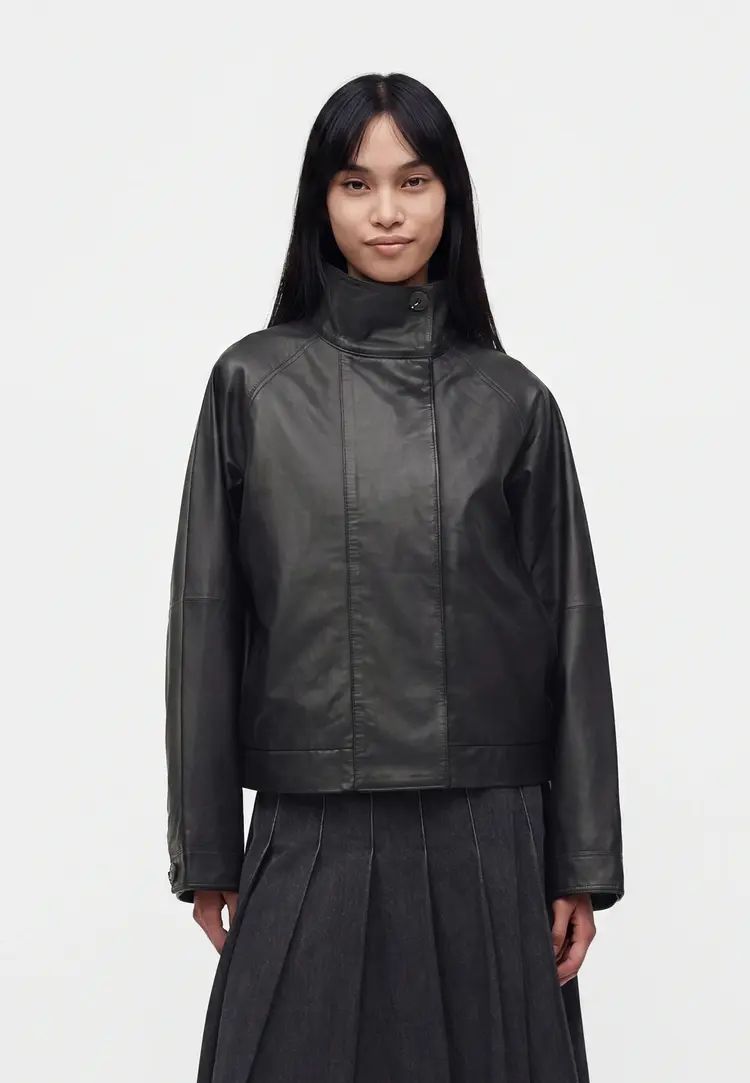 Selected Femme Zenia Leather Jacket Black