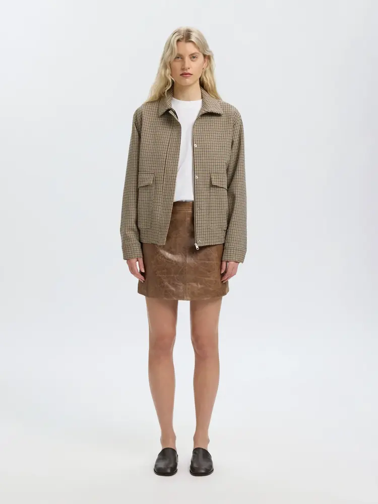 Selected Femme Jil Leather HW Mini Skirt Delicioso