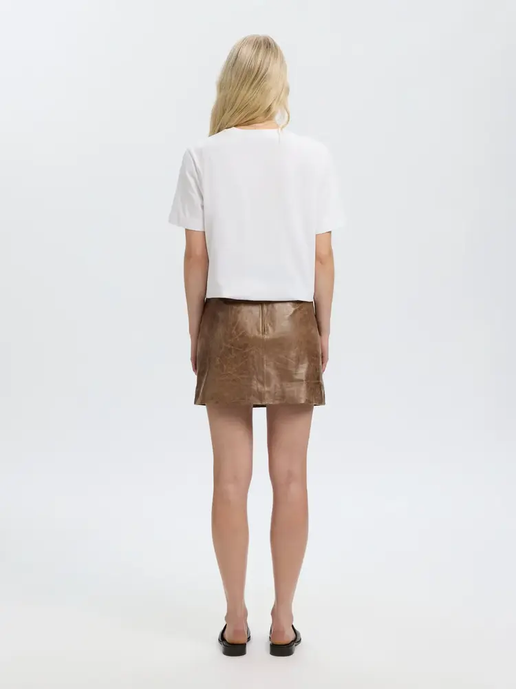 Selected Femme Jil Leather HW Mini Skirt Delicioso