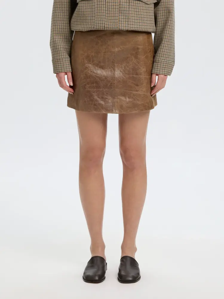 Selected Femme Jil Leather HW Mini Skirt Delicioso