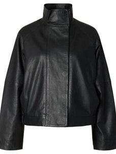 Selected Femme Zenia Leather Jacket Black