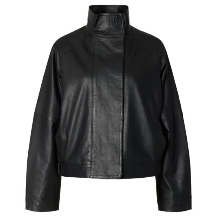 Selected Femme Zenia Leather Jacket Black