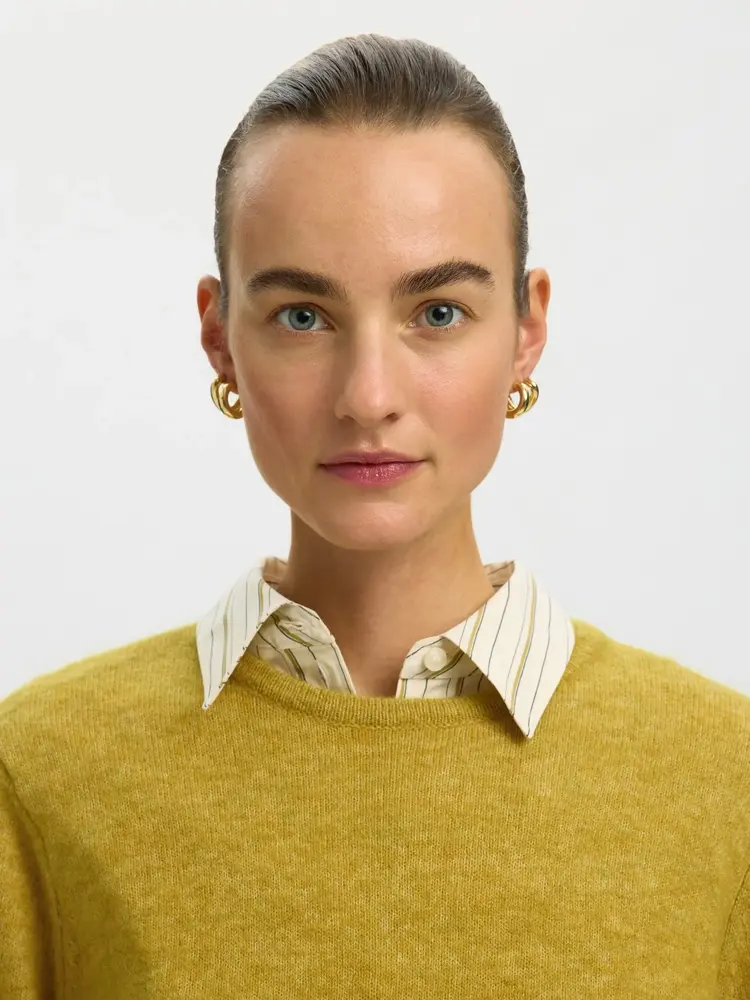 Selected Femme Lulu New LS Knit O-Neck Noos Avocado Oil/Melange