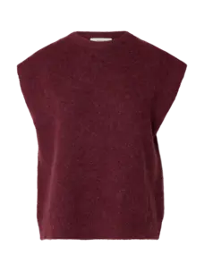 Selected Femme Lulu SL Knit Vest Noos Tawny Port/Melange