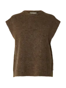 Selected Femme Lulu SL Knit Vest Noos Dachshund/Melange
