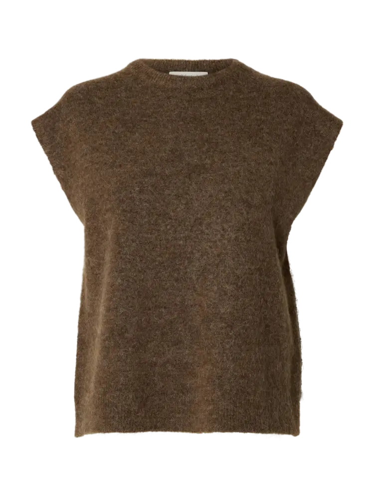 Selected Femme Lulu SL Knit Vest Noos Dachshund/Melange