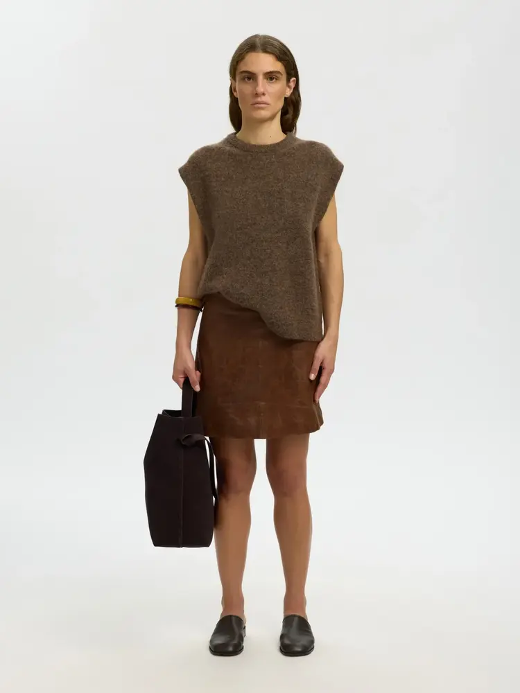 Selected Femme Lulu SL Knit Vest Noos Dachshund/Melange