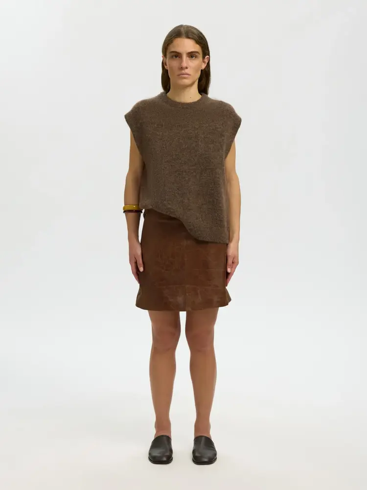 Selected Femme Lulu SL Knit Vest Noos Dachshund/Melange