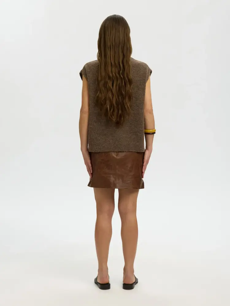 Selected Femme Lulu SL Knit Vest Noos Dachshund/Melange