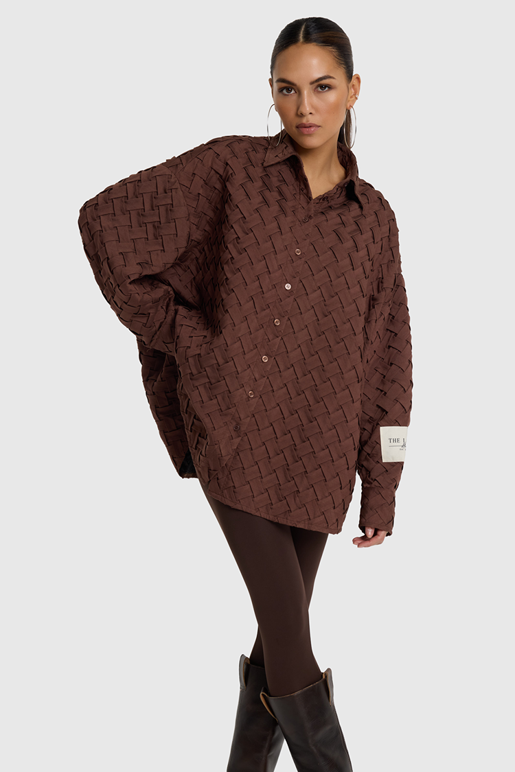 Alix The Label Ladies Woven Pleated Blouse Warm Brown