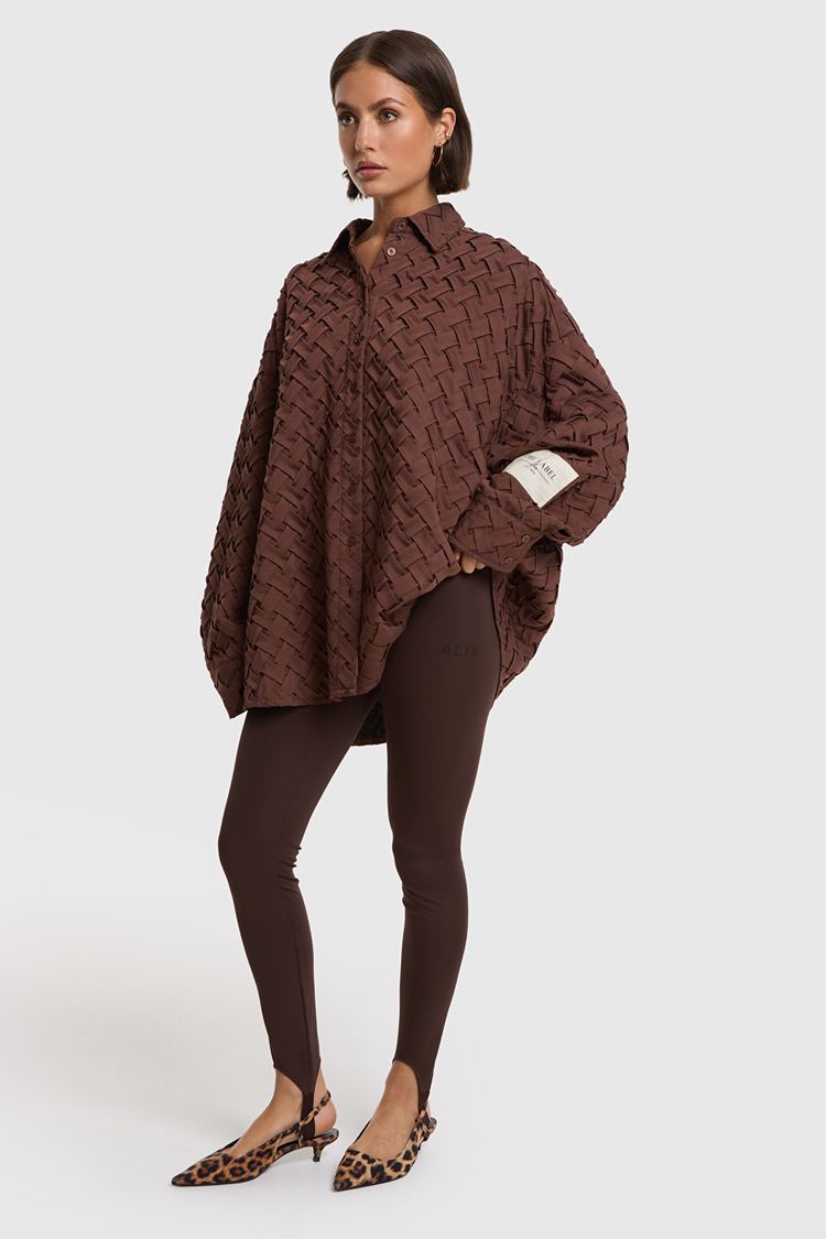 Alix The Label Ladies Woven Pleated Blouse Warm Brown