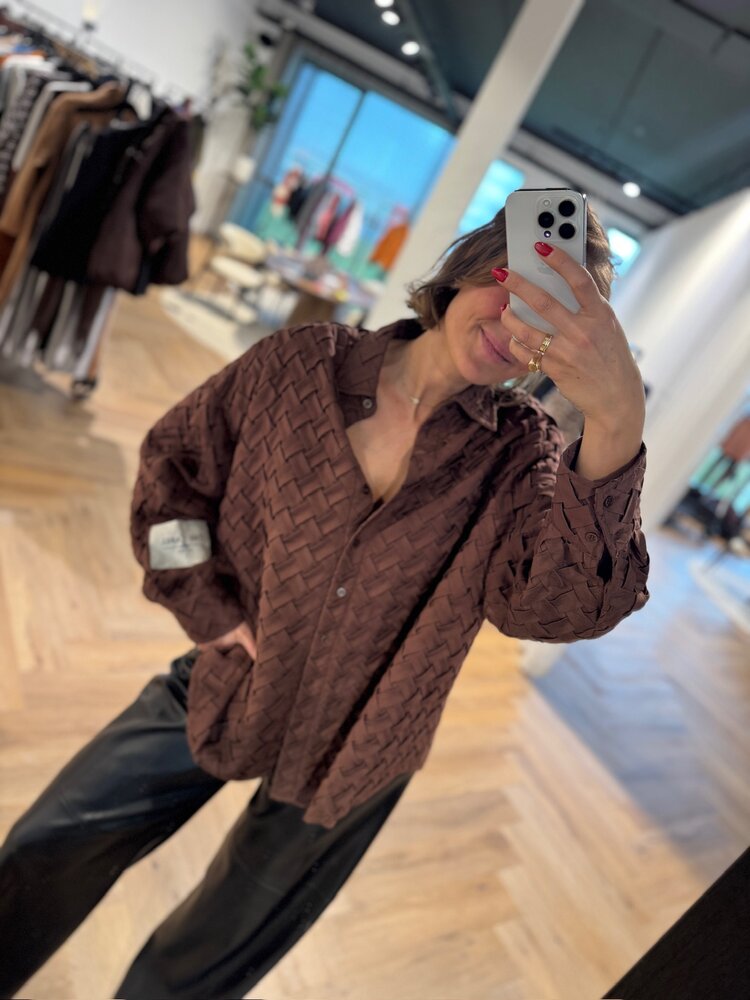 Alix The Label Ladies Woven Pleated Blouse Warm Brown