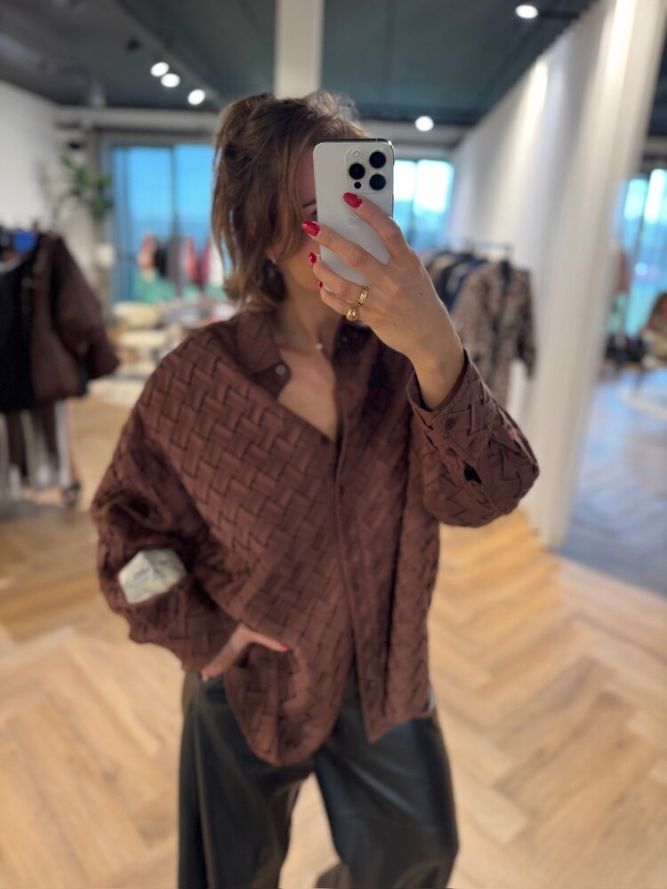Alix The Label Ladies Woven Pleated Blouse Warm Brown