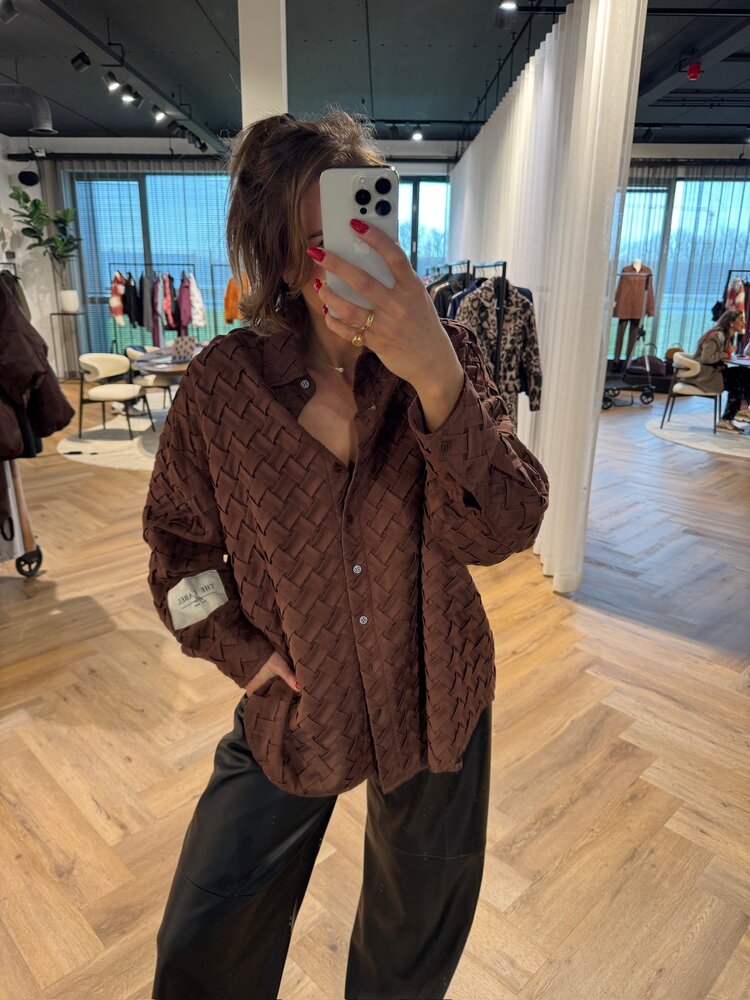 Alix The Label Ladies Woven Pleated Blouse Warm Brown