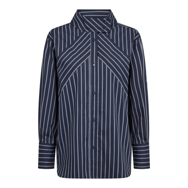Co'Couture SomoCC Stripe Funnel Neck Shirt Navy